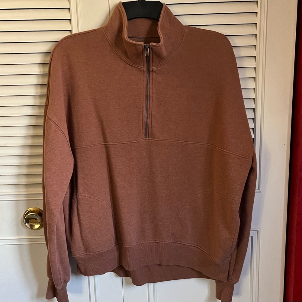 SO Oversized Brown Quarter Zip Sweatshirt Sz S